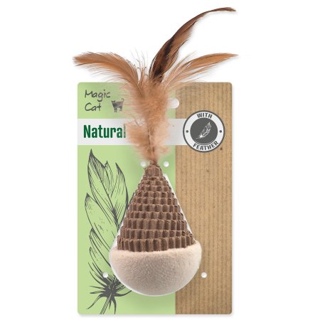 Hračka Magic Cat Natural Fun kužel s pírky karton/plyš bílá 6cm 