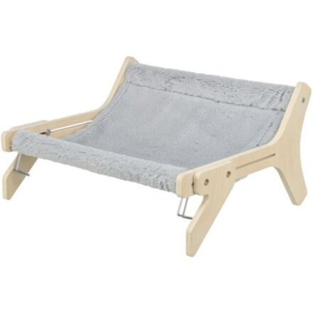 Hammock, lehátko pro kočky do 12 kg, 47 x 24 x 38 cm, dřevo/plyš, šedá