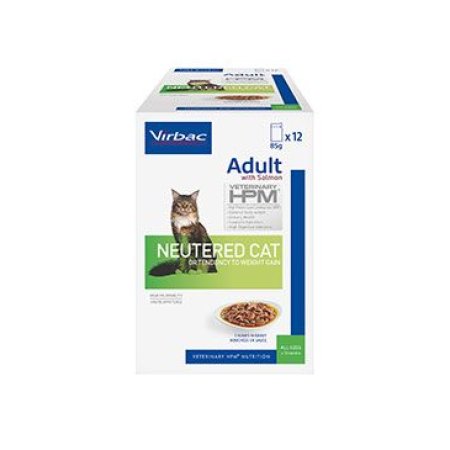 VET HPM Cat Adult Neutered Salm.chunks in gravy 12x85g