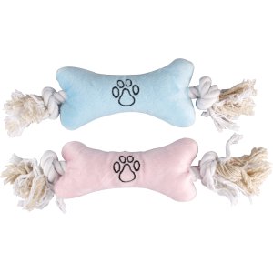 Flamingo Wessel Hračka pro štěňata Kost s lanem 40cm