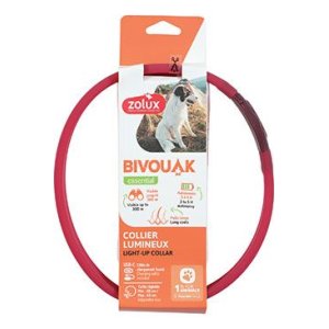 Obojek LED velký BIVOUAK 30-60cm USB červená Zolux