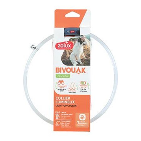 Obojek LED transparent BIVOUAK 30-60cm USB Zolux