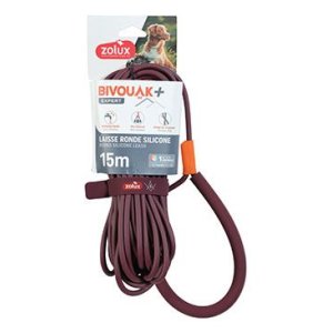 Vodítko pes BIVOUAK kulaté,silik.6mm/15m červená Zolux