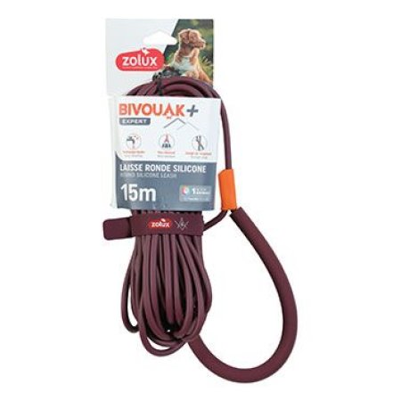 Vodítko pes BIVOUAK kulaté,silik.6mm/15m červená Zolux