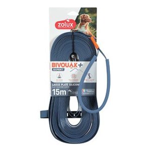 Vodítko pes BIVOUAK ploché,silik.15mm/15m modrá Zolux