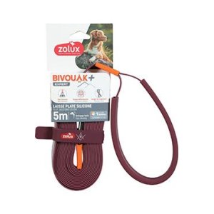Vodítko pes BIVOUAK ploché,silik.15mm/5m červená Zolux