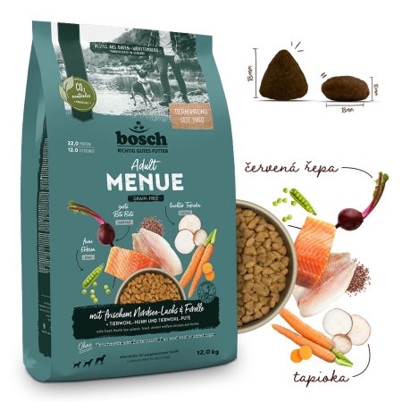 Bosch HPC MENUE Adult with North Sea salmon & trout 12 kg (POŠKOZENÝ OBAL)