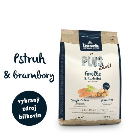 Bosch HPC PLUS Adult Trout & Potato 2,5 kg (POŠKOZENÝ OBAL)