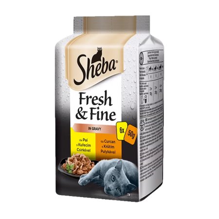 Sheba kapsička Fresh & Fine mix kuře a krůta 6 x 50 g