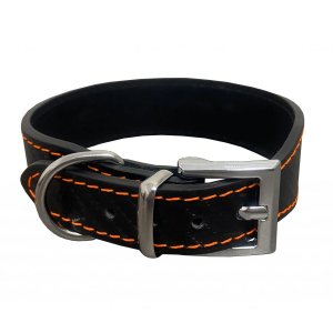 PROFIZOO Obojek Carbon kůže rozšířený (23 mm x 30 cm) černo oranžová