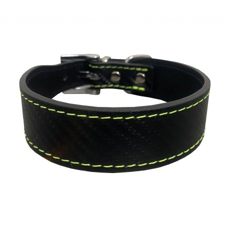 PROFIZOO Obojek Carbon kůže rozšířený (28 mm x 38 cm) černo zelená