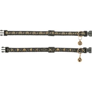 Obojek pro kočky, zlaté zdobení, s rolničkou, černá