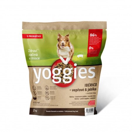 Yoggies Ibérico vepřové maso s jablky, granule lisované za studena s probiotiky 2 kg