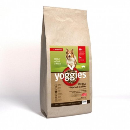 Yoggies Ibérico vepřové maso s jablky, granule lisované za studena s probiotiky 20 kg