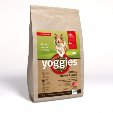 Yoggies Ibérico vepřové maso s jablky, granule lisované za studena s probiotiky 5 kg