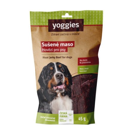 Yoggies Sušené hovězí maso pro psy (proužky) 45 g
