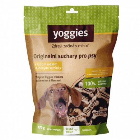 Yoggies Bezlepkové suchary s krůtím masem a lněným semínkem 150 g