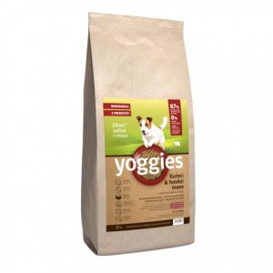 Yoggies Kuřecí&hovězí maso, minigranule lisované za studena s probiotiky 15 kg