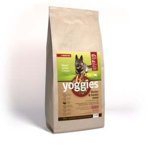Yoggies Kuřecí&hovězí maso, granule lisované za studena s probiotiky 15 kg