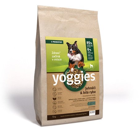 Yoggies Jehněčí maso&bílá ryba, granule lisované za studena s probiotiky 5 kg