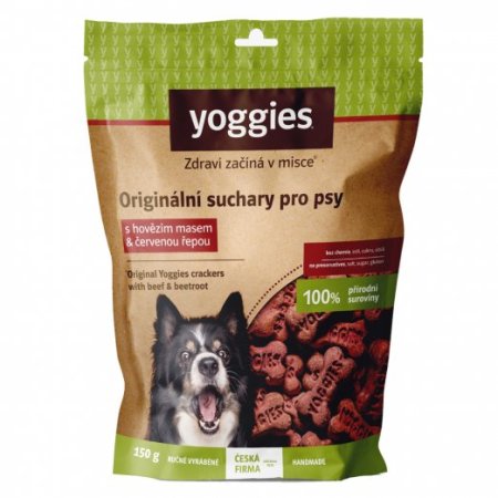 Yoggies Bezlepkové suchary s hovězím masem a červenou řepou 150 g