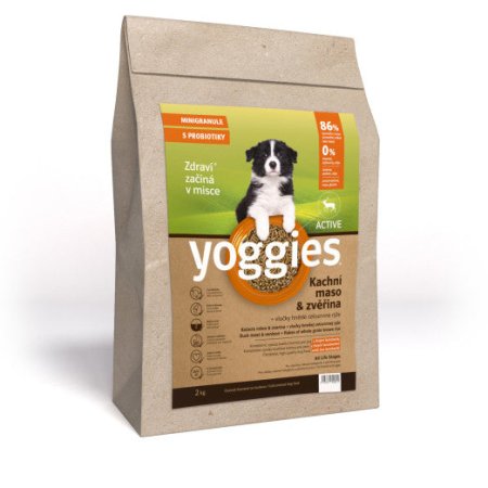 Yoggies Active Kachní maso&zvěřina, minigranule lisované za studena s probiotiky 2 kg