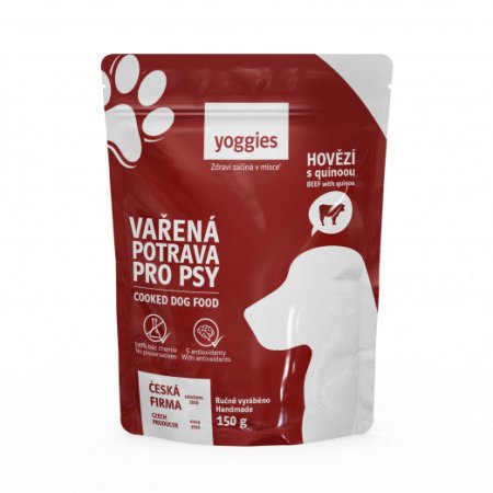 Yoggies Vařená potrava pro psy – hovězí maso s quinoou 150 g