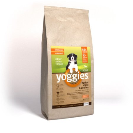 Yoggies Active Kachní maso&zvěřina, minigranule lisované za studena s probiotiky 15 kg 