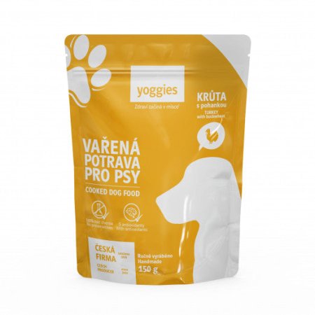 Yoggies Vařená potrava pro psy – krůtí maso s pohankou 150 g