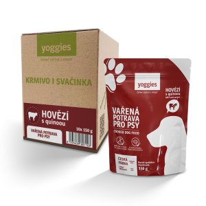 Yoggies Vařená potrava pro psy - hovězí maso s quinoou 10 x 150 g