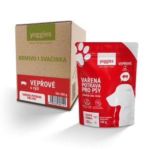 Yoggies Vařená potrava pro psy - vepřové maso s rýží 10 x 150 g