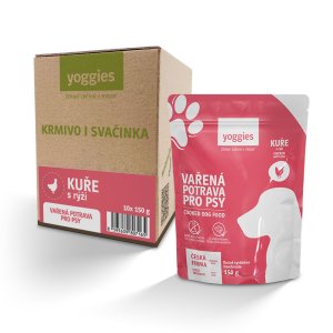Yoggies Vařená potrava pro psy - kuřecí maso s rýží 10 x 150 g