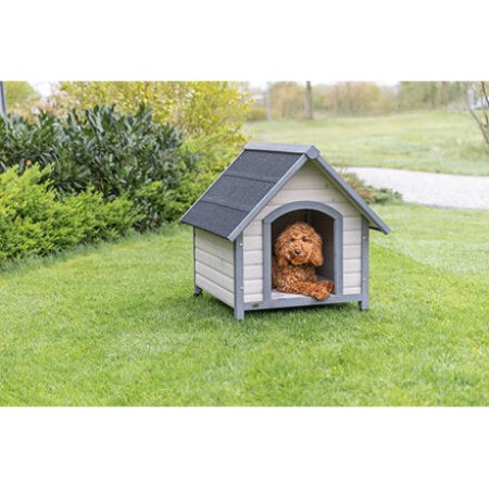 Natura bouda pro psa se sedlovou střechou, M: 77 x 82 x 88 cm, šedá
