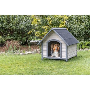 Natura bouda pro psa se sedlovou střechou, M-L: 83 x 87 x 101 cm, šedá