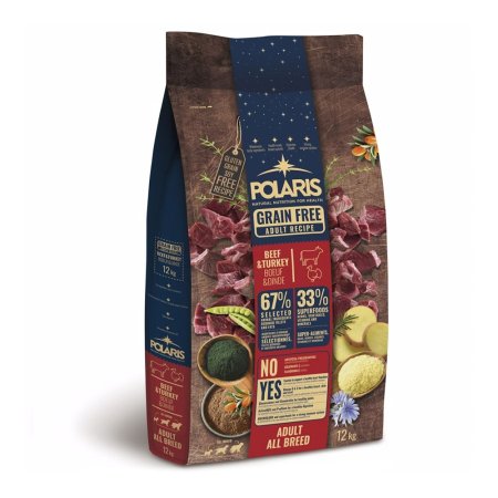 Polaris Grain free pes Adult hovězí, krůta 12 kg (POŠKOZENÝ OBAL, váha 9,9 kg)