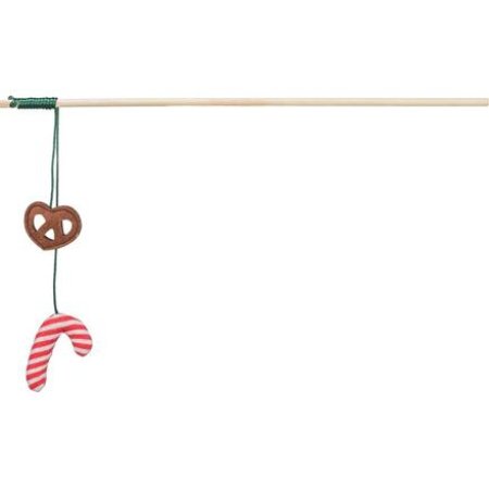 Xmas vánoční prut pro kočky 48 cm, s preclíkem/lízátkem, šustící, dřevo/polyester (POŠKOZENÉ)