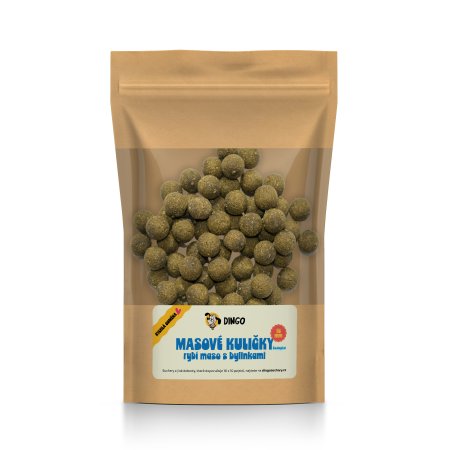 Dingo Masové kuličky rybí maso s bylinkami 16 mm, 150 g (EXPIRACE 07/2025)