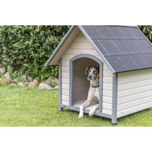 Natura bouda pro psa se sedlovou střechou, L: 96 x 105 x 112 cm, šedá