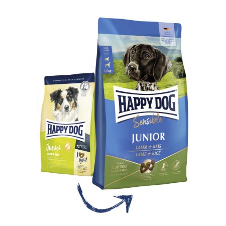 Happy Dog Junior Lamb & Rice 10 kg (POŠKOZENÝ OBAL, váha 9,8 kg)