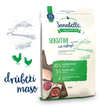 Bosch Cat Sanabelle Sensitive Poultry 10 kg (POŠKOZENÝ OBAL)