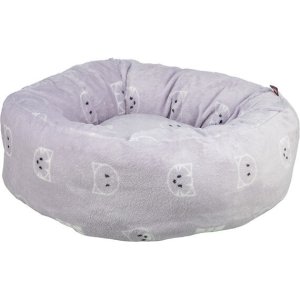 Kulatý pelíšek MIMI 50 cm, motiv kočičí hlavy, lila - LIMITOVANÁ NABÍDKA