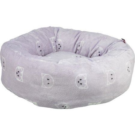 Kulatý pelíšek MIMI 50 cm, motiv kočičí hlavy, lila - LIMITOVANÁ NABÍDKA