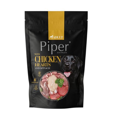 NEW PIPER s kuřecími srdíčky a špenátem, kapsička pro psy 500 g