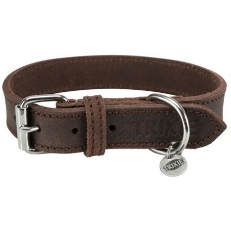 Kožený obojek RUSTIC - tmavě-hnědá XS-S: 27-34cm/18mm