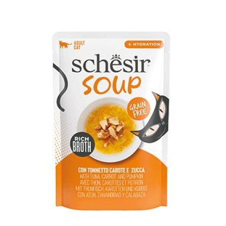 Schesir Cat kapsa Adult Soup tuňák/mrkev/dýně 40g