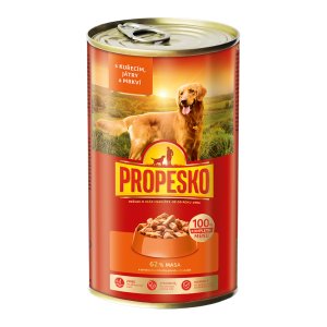 Propesko pes kuře, játra, mrkev v omáčce 1240 g