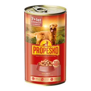Propesko pes 7+, drůbeží, mrkev v omáčce 1240 g