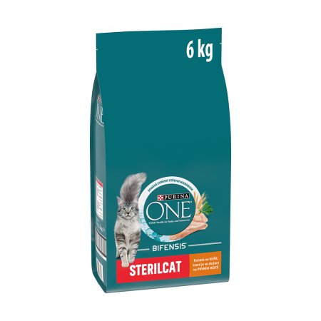 Purina One Bifensis Sterilcat s kuřetem a pšenicí 6 kg (POŠKOZENÝ OBAL, váha 4 kg)