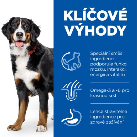 Hill’s Science Plan Senior Vitality pro velké starší psy s kuřecím a rýží 14 kg (POŠKOZENÝ OBAL)