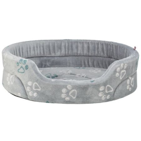 Pelech JIMMY Soft oválný, měkký plyš, světlešedý s tlapkami 45 x 35cm